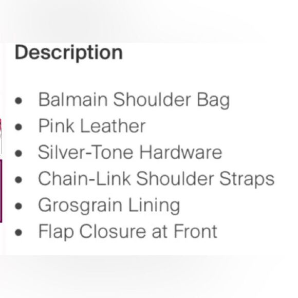 *Balmain* Barbiecore Hot Pink Leather Bag w/ Silver Chain Hardware - Picture 6 of 7